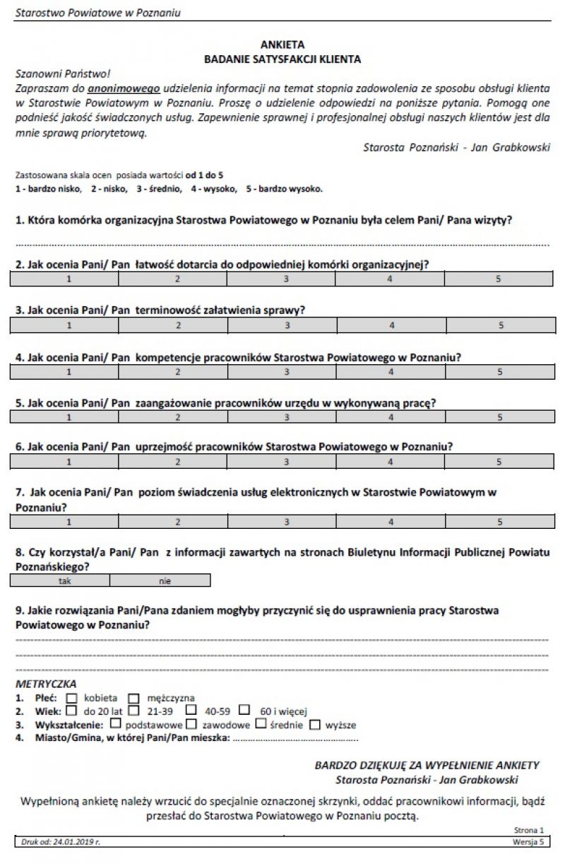Oceń Nas Ankieta BIULETYN INFORMACJI PUBLICZNEJ