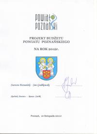 Projekt budżetu Powiatu Poznańskiego na rok 2012