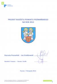 Projekt budżetu Powiatu Poznańskiego na rok 2013