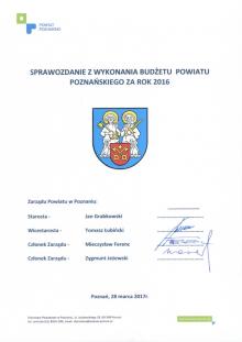 Sprawozdanie z wykonania budżetu Powiatu Poznańskiego za rok 2016 roku