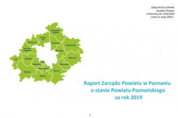 strona tytułowa Raportu o stanie Powiatu Poznańskiego za rok 2019