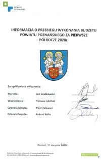 Informacja o przebiegu wykonania budżetu Powiatu Poznańskiego za pierwsze półrocze 2020 roku