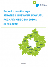 Strona tytułowa opracowania - Raport z monitoringu Strategii Rozwoju Powiatu Poznańskiego do 2030 roku za rok 2020