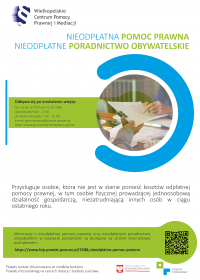 Plakat - nieodpłatna pomoc prawna, nieodpłatne poradnictwo obywatelskie