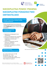 Plakat - nieodpłatna pomoc prawna